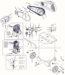 Page A Diagram and Parts List for VS5020 2001 Campbell Hausfeld Compressor